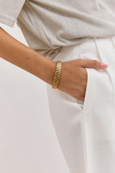 מכנסי ברמודה קווין דמוי פשתן | לבן