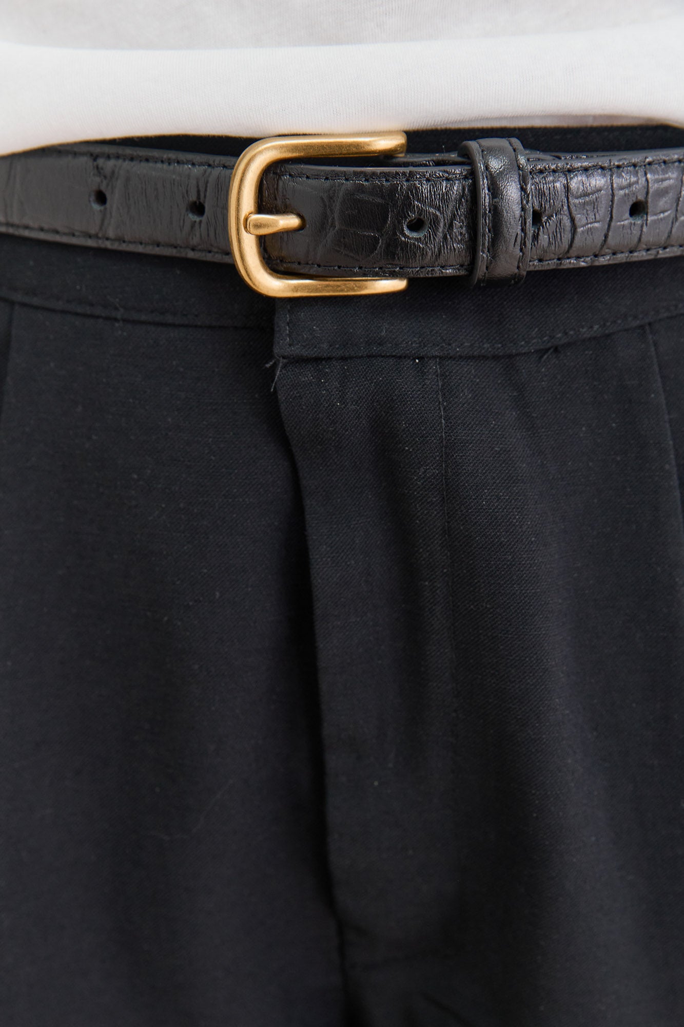 חגורת מרתה טקסטורת קרוקו | שחור