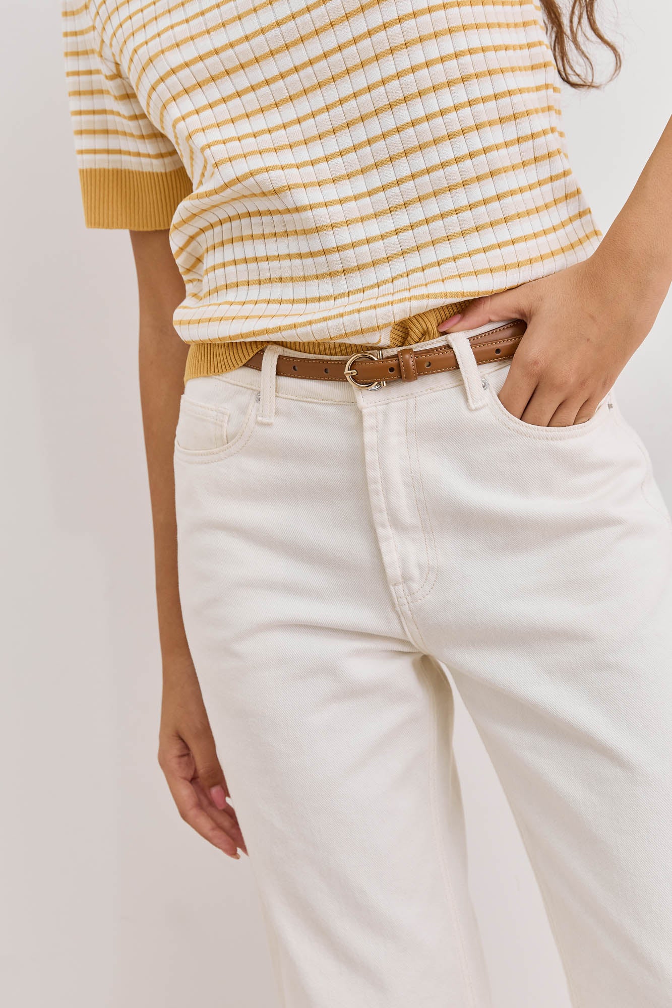 חגורה דקה רייצ'ל דמוי עור | חום