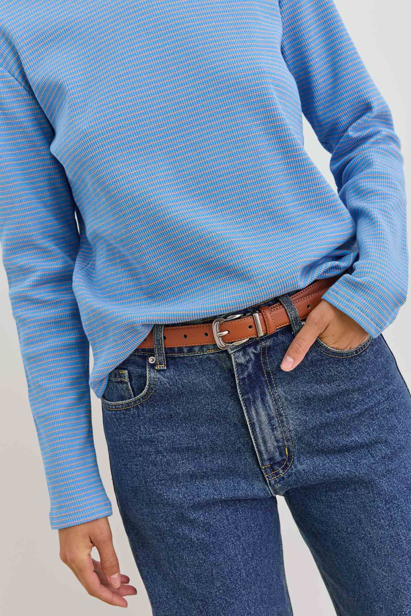 חולצת דריה סטרייפס | כחול/בז'