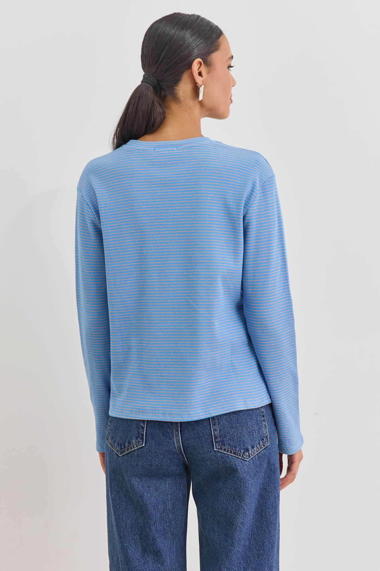 חולצת דריה סטרייפס | כחול/בז'