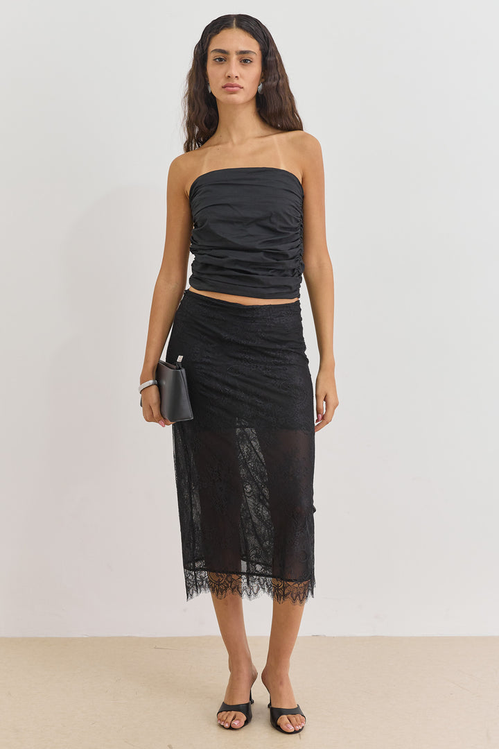 חצאית תחרה ונוס אורך מידי | שחור