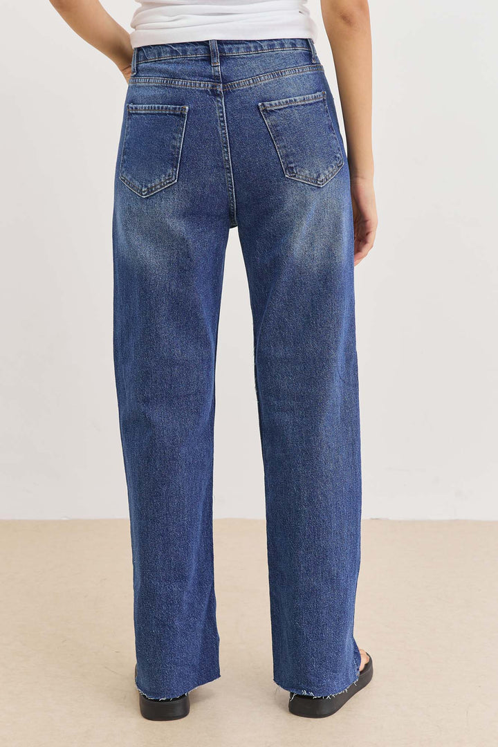 מכנסי ג'ינס סופי מכפלת גזורה | ג'ינס כהה