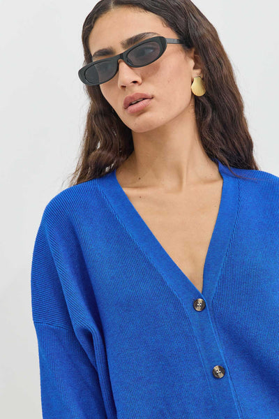 קרדיגן סריג ליסה בשילוב כפתורים | כחול