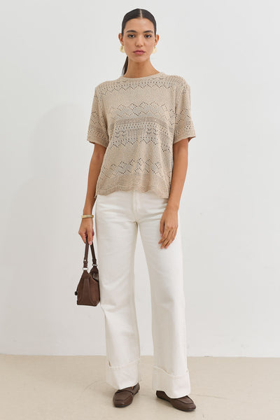 חולצת סריג אנה קרושה | מוקה