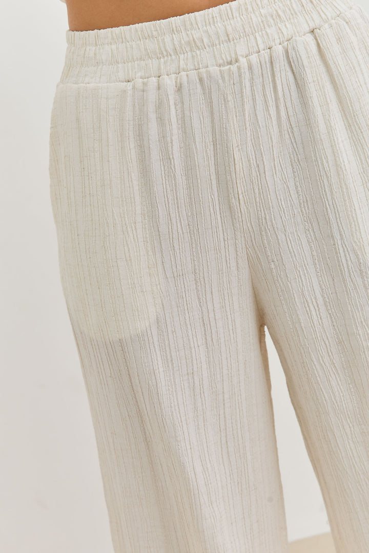 מכנסי גורג'ס בד טקסטורה | שמנת