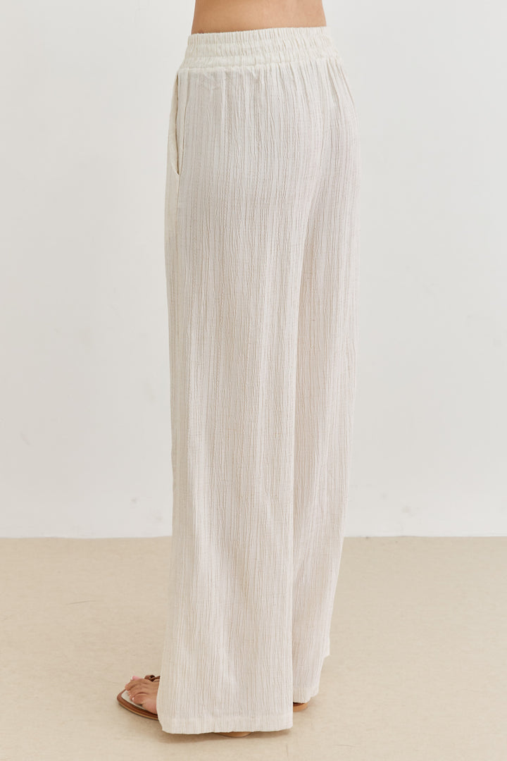 מכנסי גורג'ס בד טקסטורה | שמנת