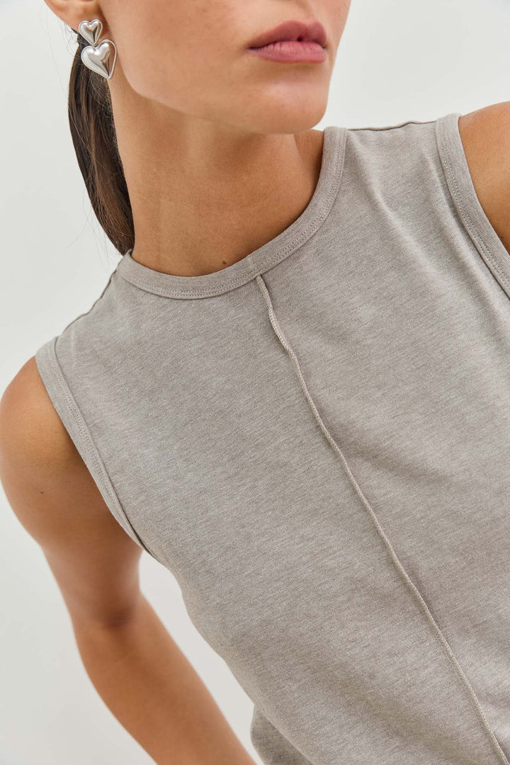 גופיית בקה תפר קדמי בד שקפקף | אפור