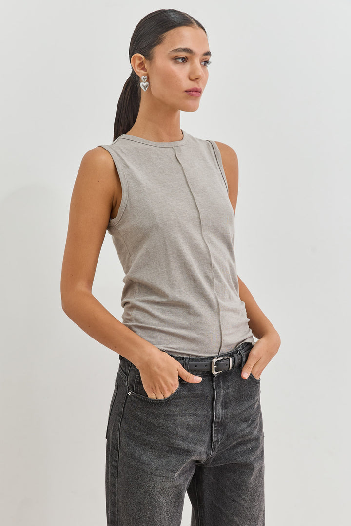 גופיית בקה תפר קדמי בד שקפקף | אפור