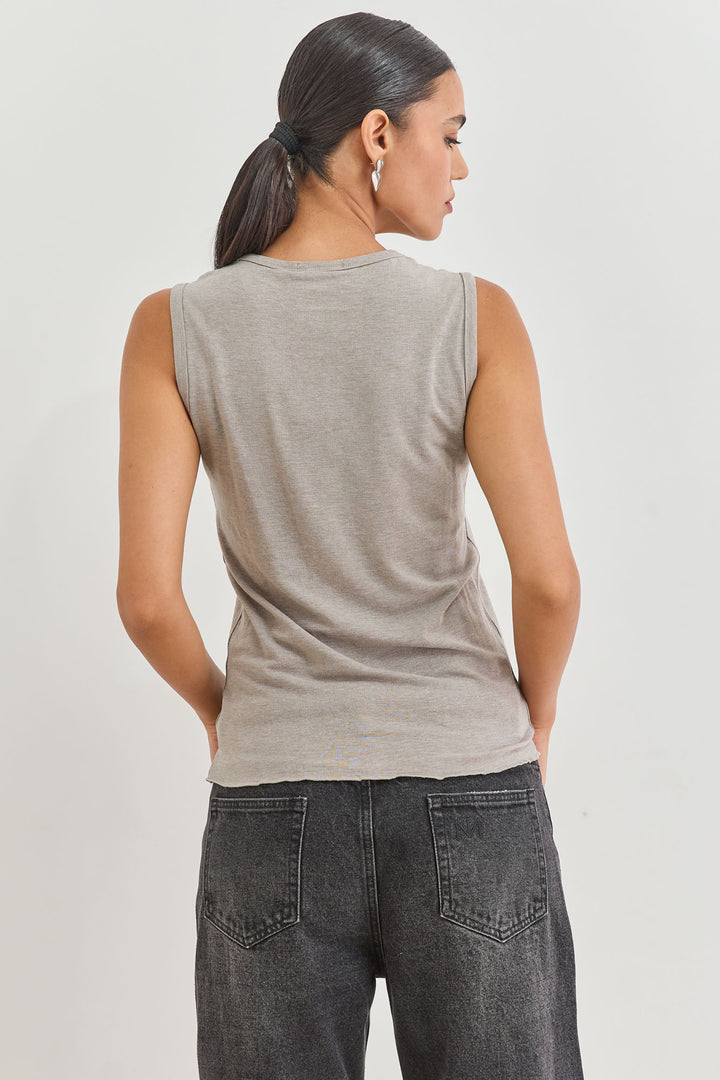 גופיית בקה תפר קדמי בד שקפקף | אפור