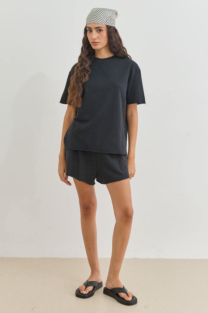 שורטס בקי פרנץ' טרי סיומת פרומה | שחור