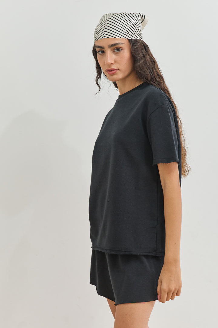 טי שירט בקי פרנץ' טרי סיומת פרומה | שחור