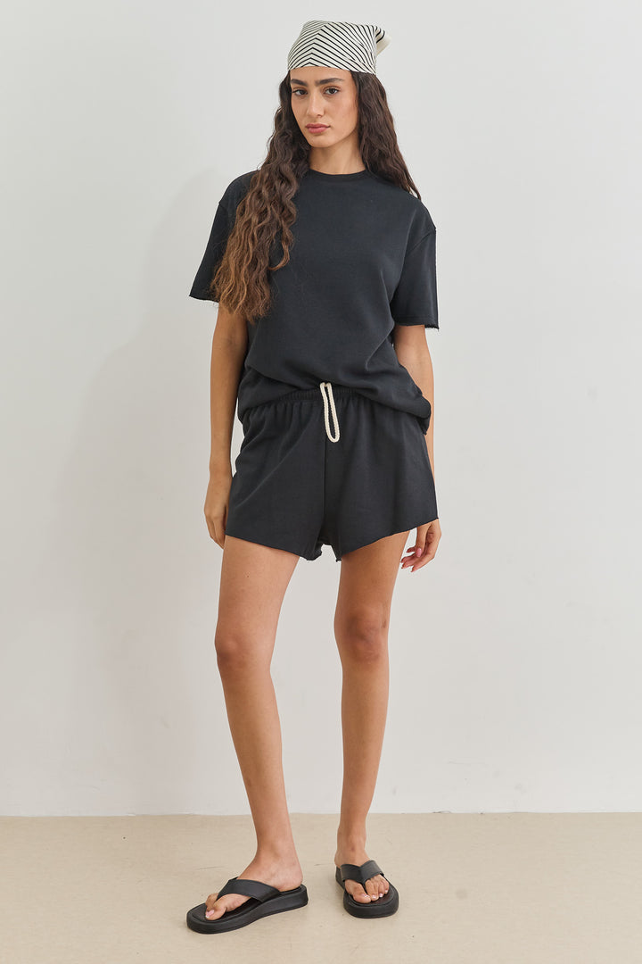 טי שירט בקי פרנץ' טרי סיומת פרומה | שחור