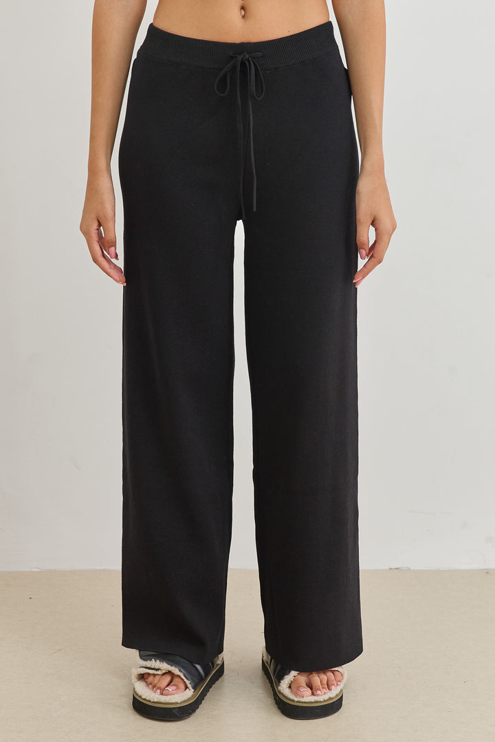 מכנסי סריג נואל בשילוב גומי | שחור