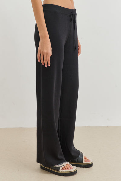 מכנסי סריג נואל בשילוב גומי | שחור