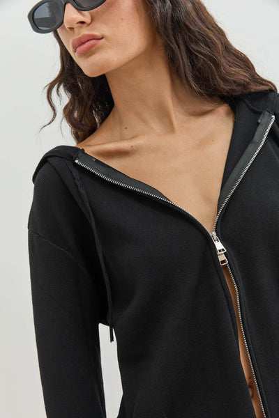 קפוצ'ון סריג נואל בשילוב רוכסן | שחור