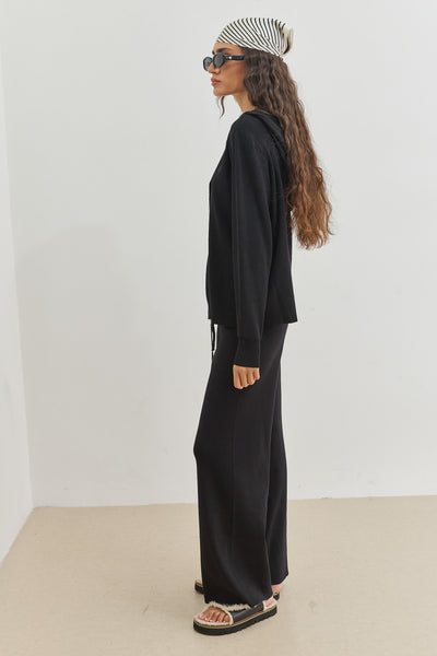 קפוצ'ון סריג נואל בשילוב רוכסן | שחור