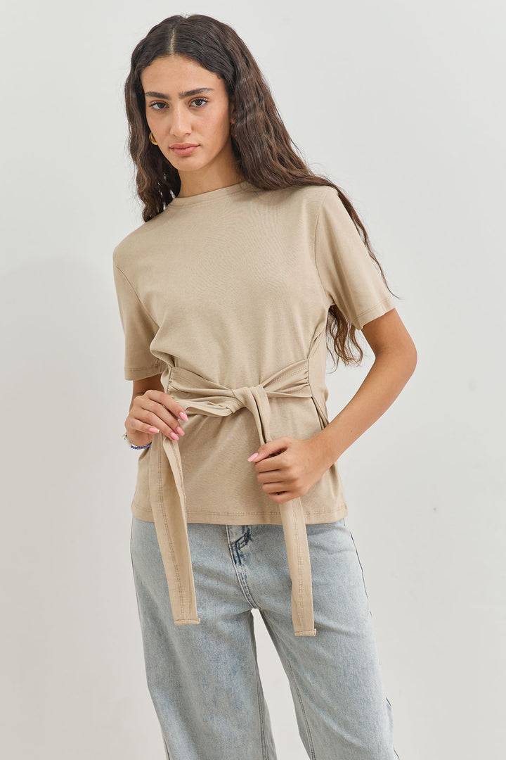 חולצת אנני רצועות קשירה | מוקה