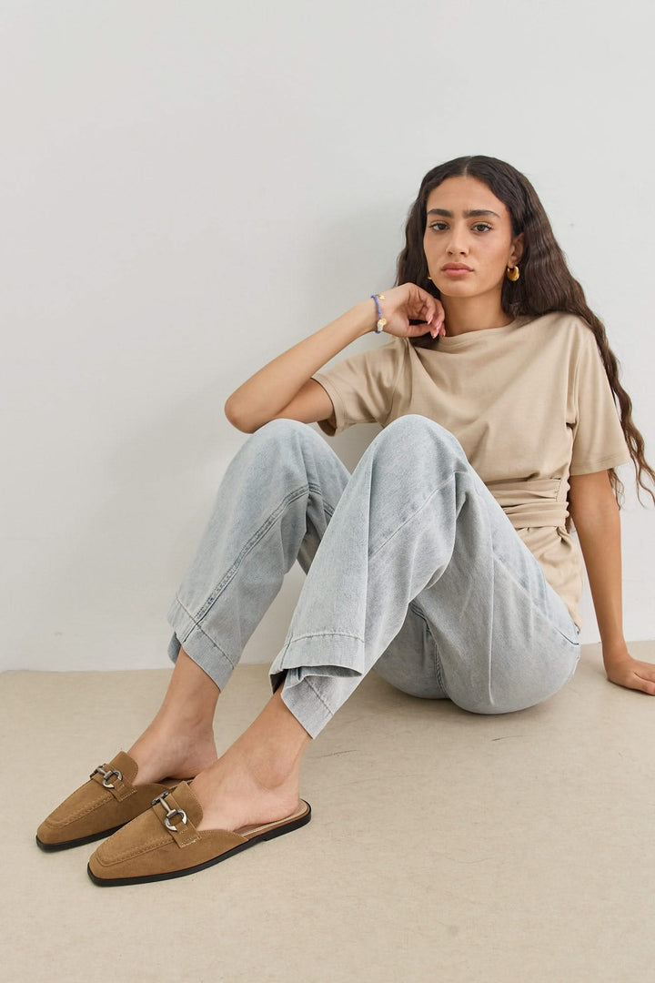 כפכפי מוקסין אופל בשילוב אבזם | קאמל