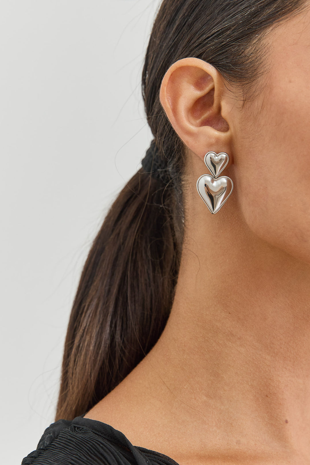 זוג עגילי הארט כפול | כסף