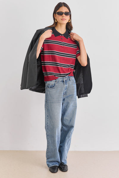חולצת רד פולו סטרייפס | אדום/שחור