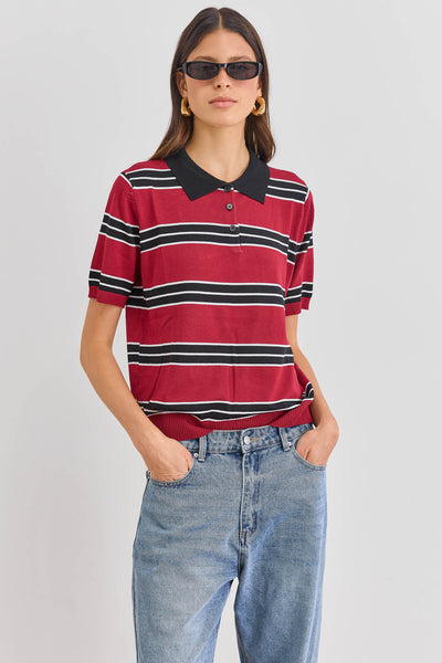 חולצת רד פולו סטרייפס | אדום/שחור