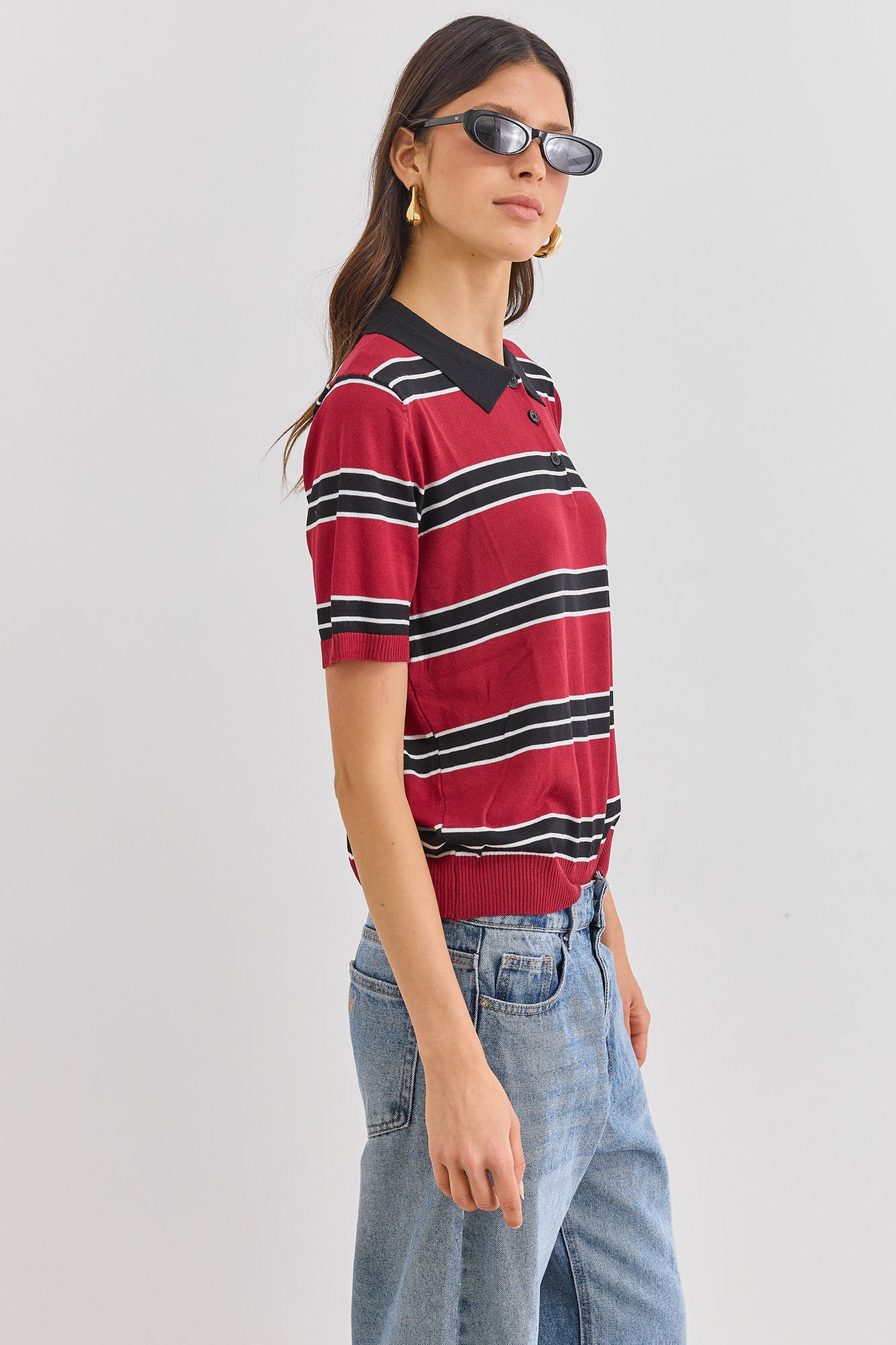חולצת רד פולו סטרייפס | אדום/שחור