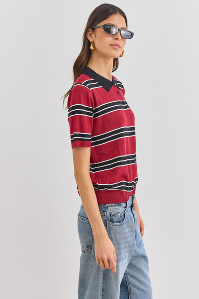 חולצת רד פולו סטרייפס | אדום/שחור