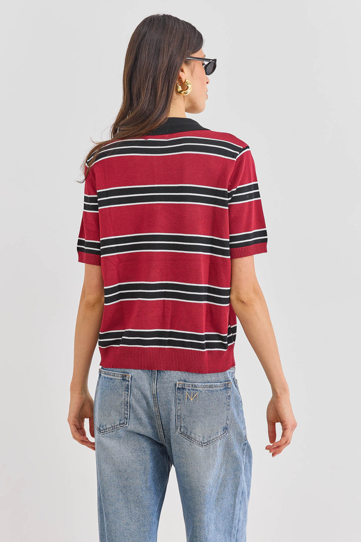 חולצת רד פולו סטרייפס | אדום/שחור