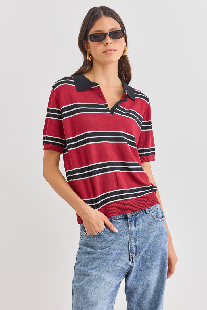 חולצת רד פולו סטרייפס | אדום/שחור