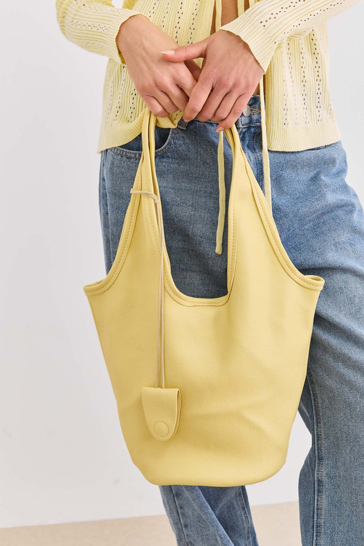 תיק רונדה דמוי עור | צהוב