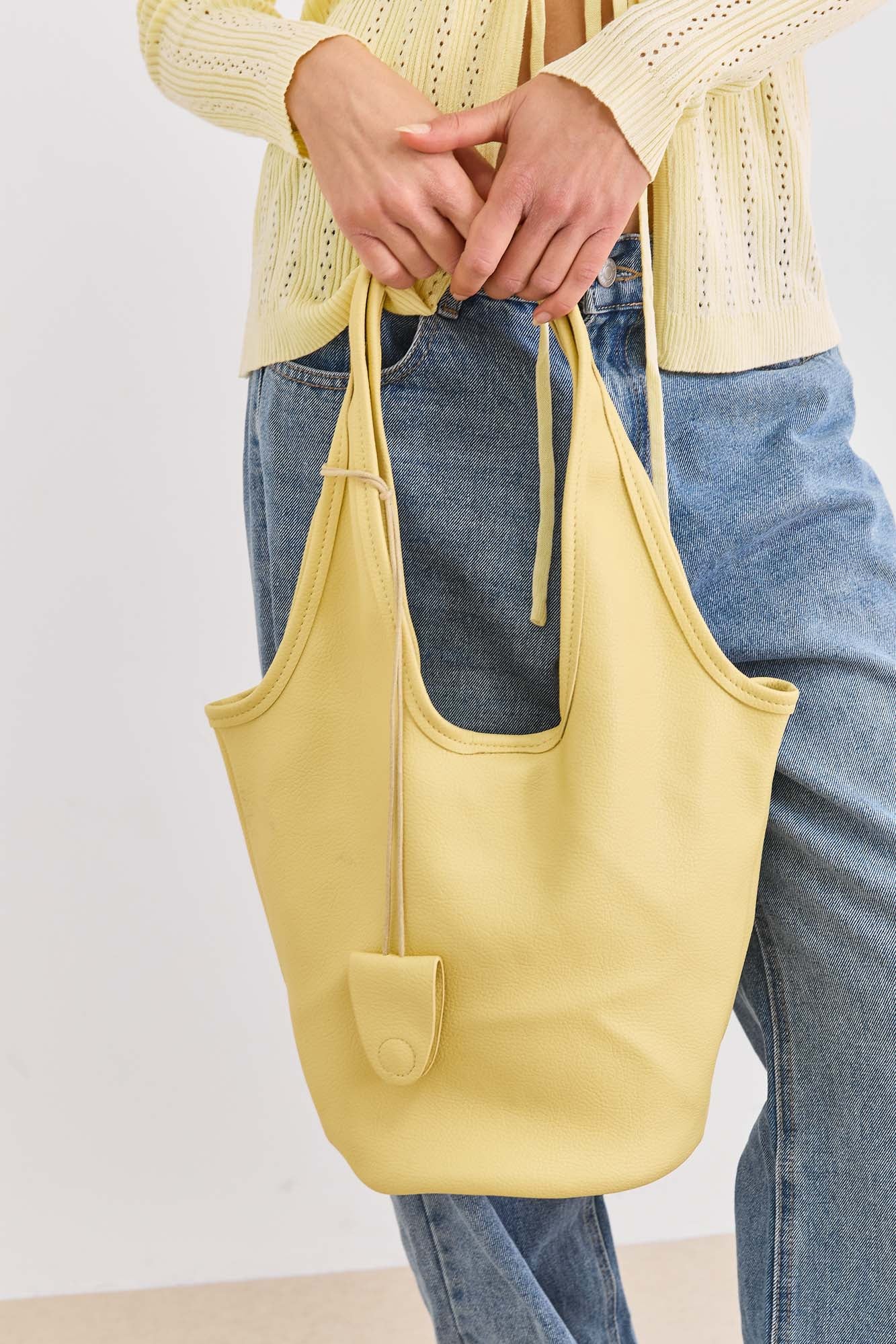 תיק רונדה דמוי עור | צהוב