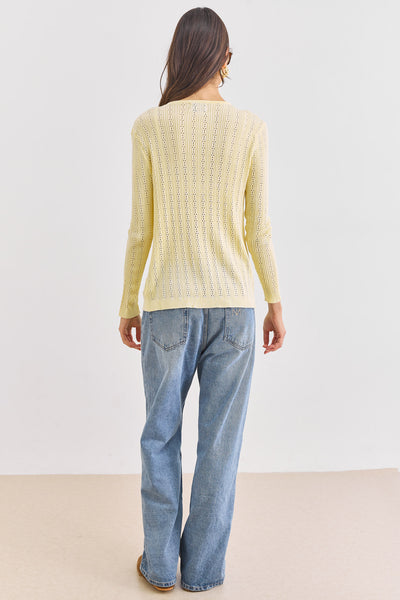 חולצת סריג לאנה בשילוב קשירות | צהוב חמאה