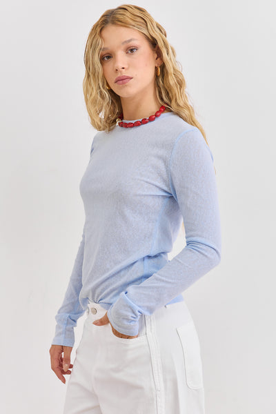 חולצת ניקולה בד שקפקף | תכלת