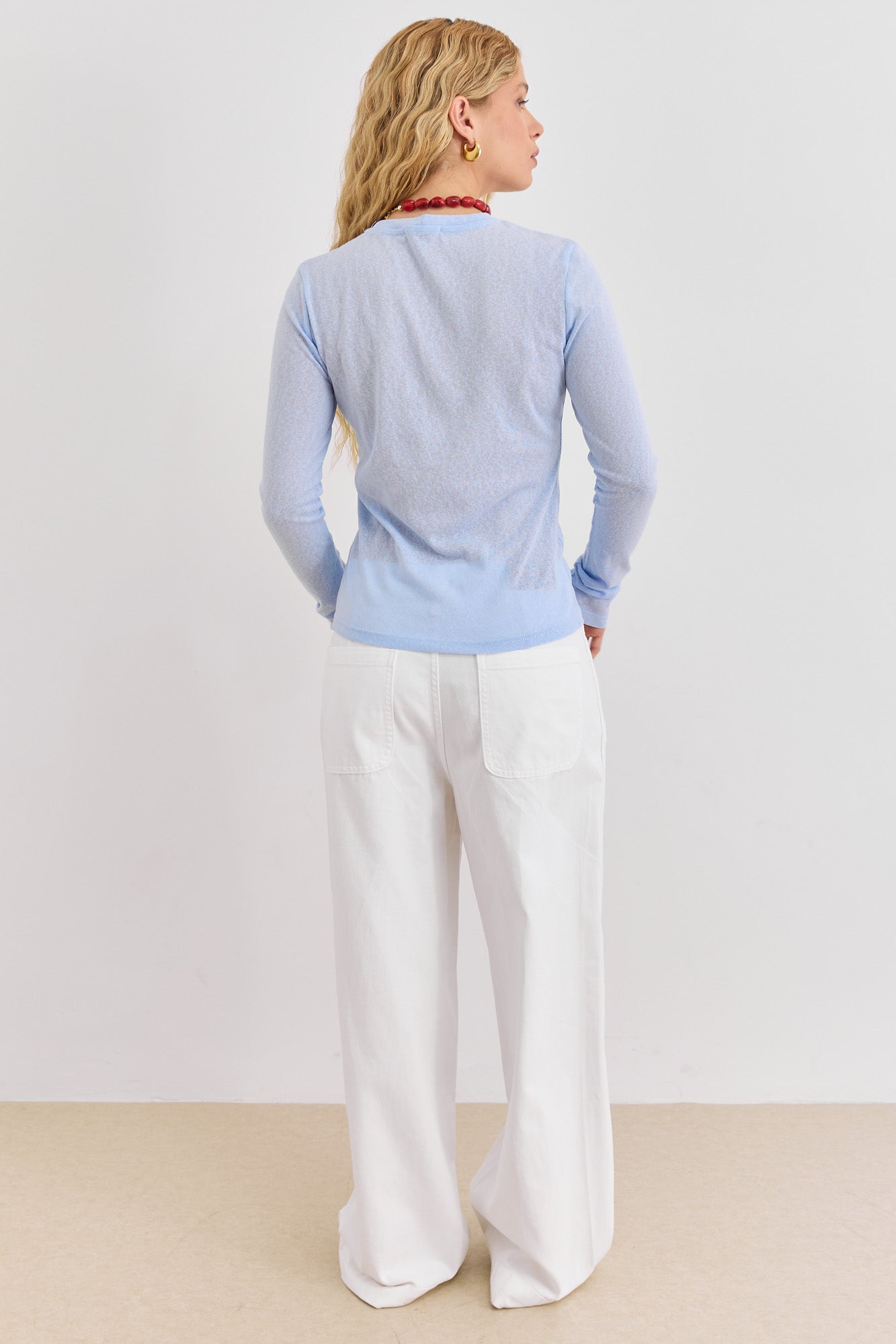 חולצת ניקולה בד שקפקף | תכלת