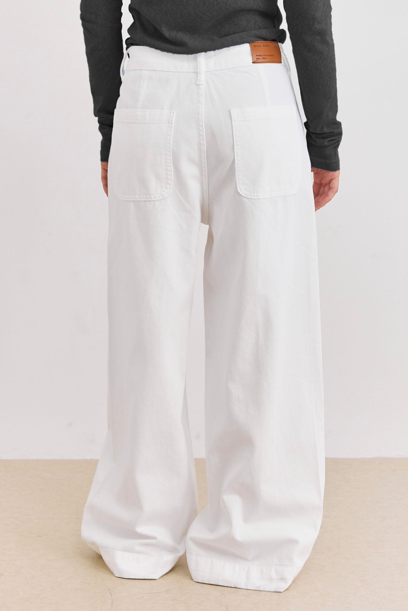 מכנסי דנים אמי תפר צידי | לבן