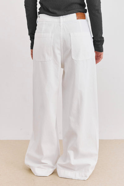 מכנסי דנים אמי תפר צידי | לבן