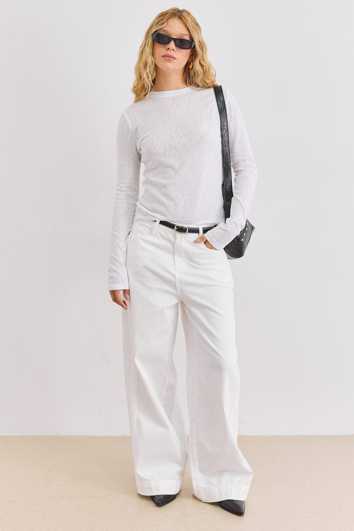 חולצת ניקולה בד שקפקף | לבן