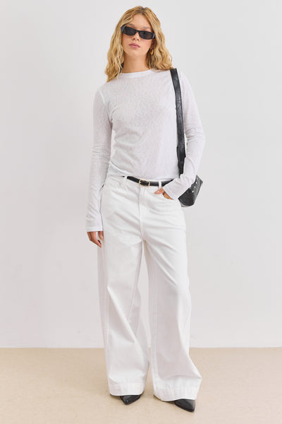 חולצת ניקולה בד שקפקף | לבן