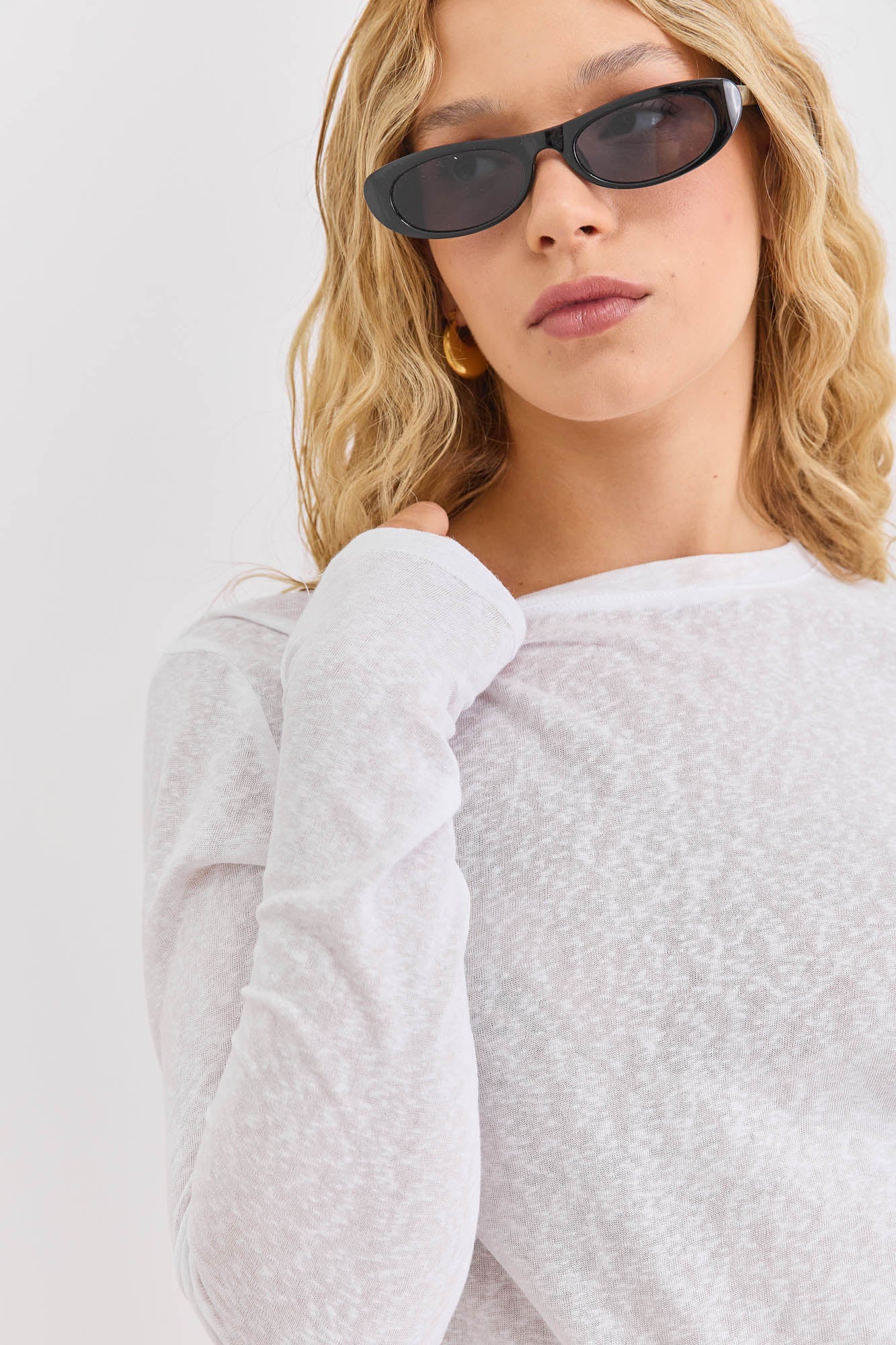 חולצת ניקולה בד שקפקף | לבן