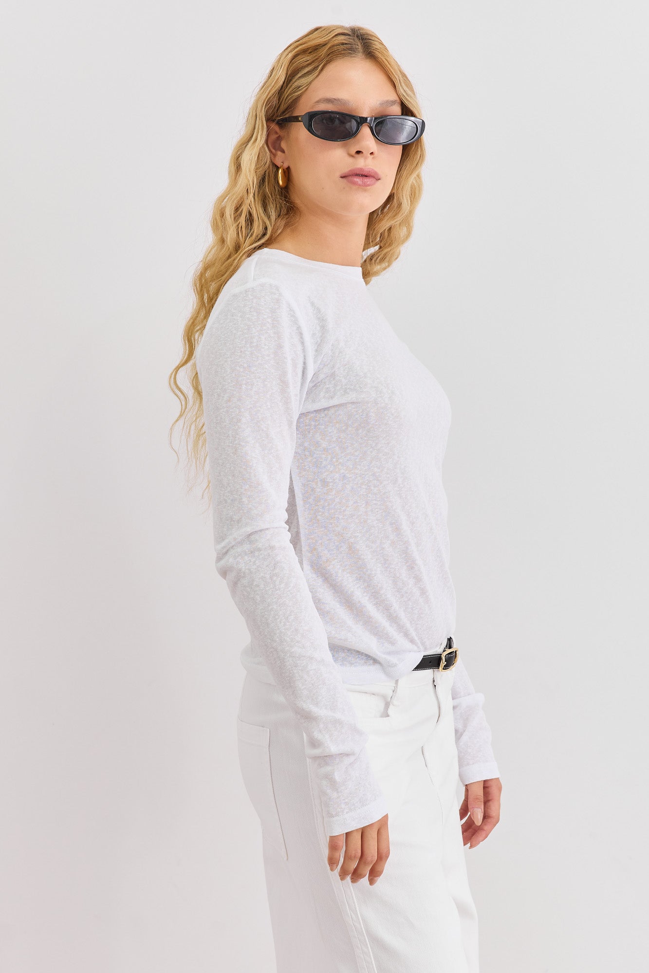 חולצת ניקולה בד שקפקף | לבן