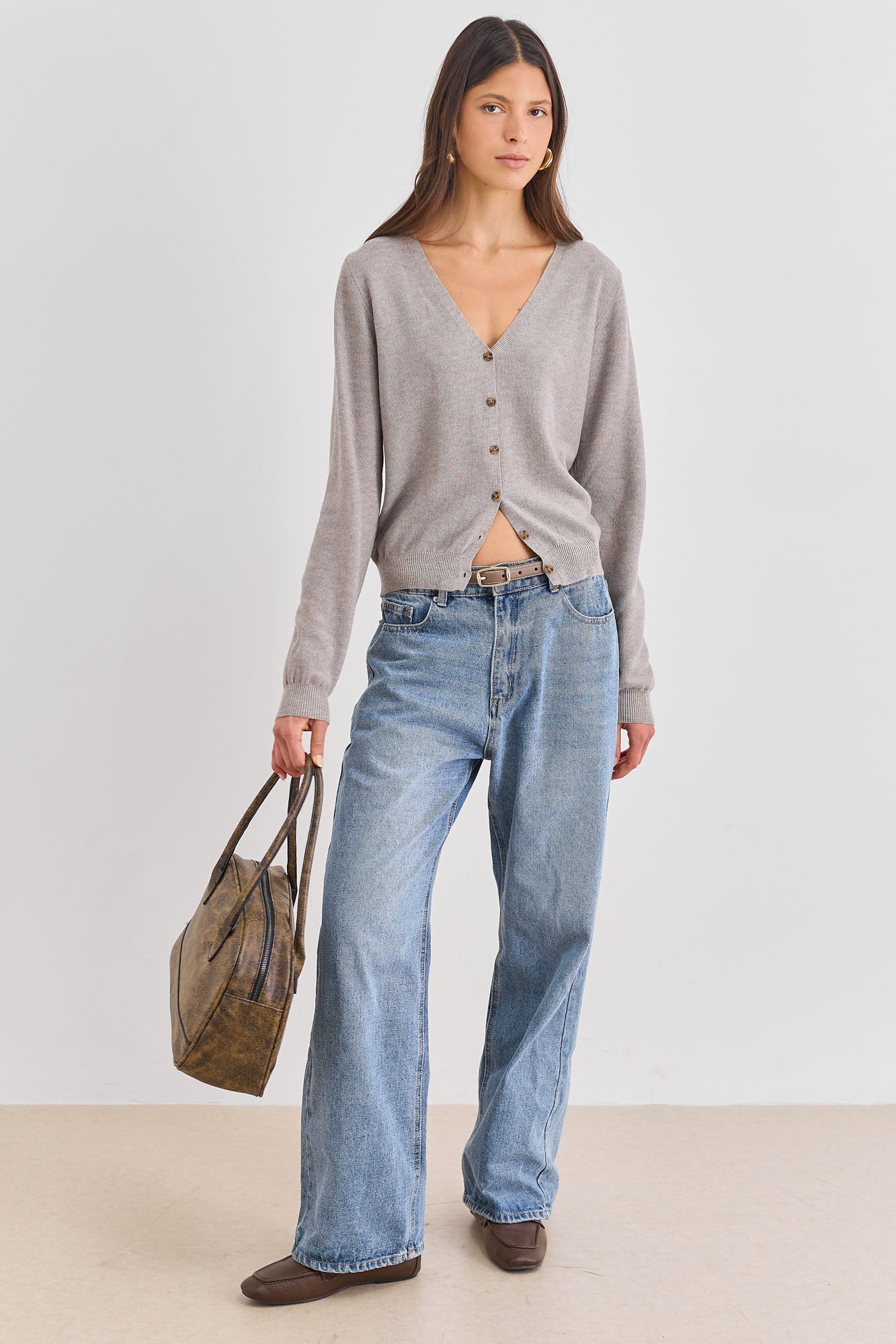 קרדיגן ג'ניפר סריג טקסטורה | מוקה