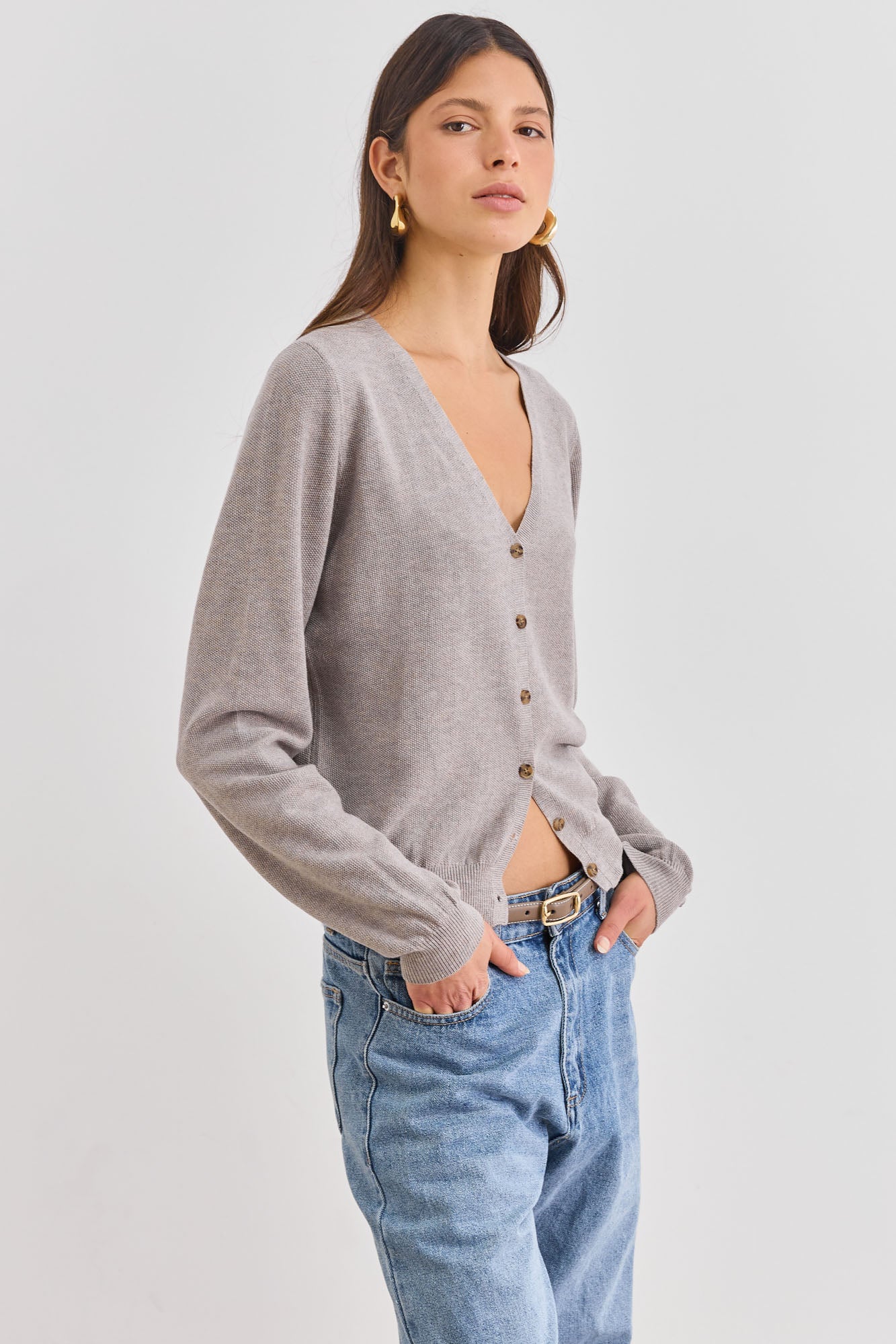 קרדיגן ג'ניפר סריג טקסטורה | מוקה