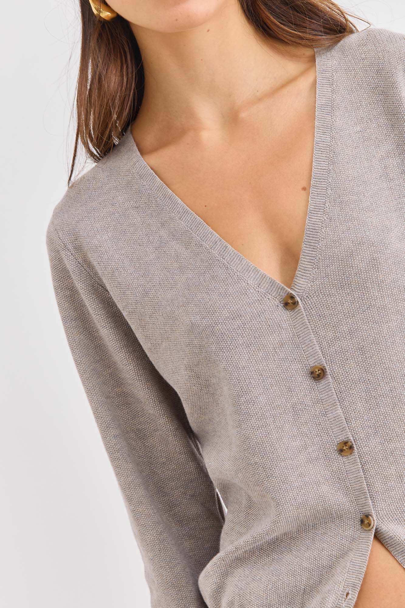 קרדיגן ג'ניפר סריג טקסטורה | מוקה