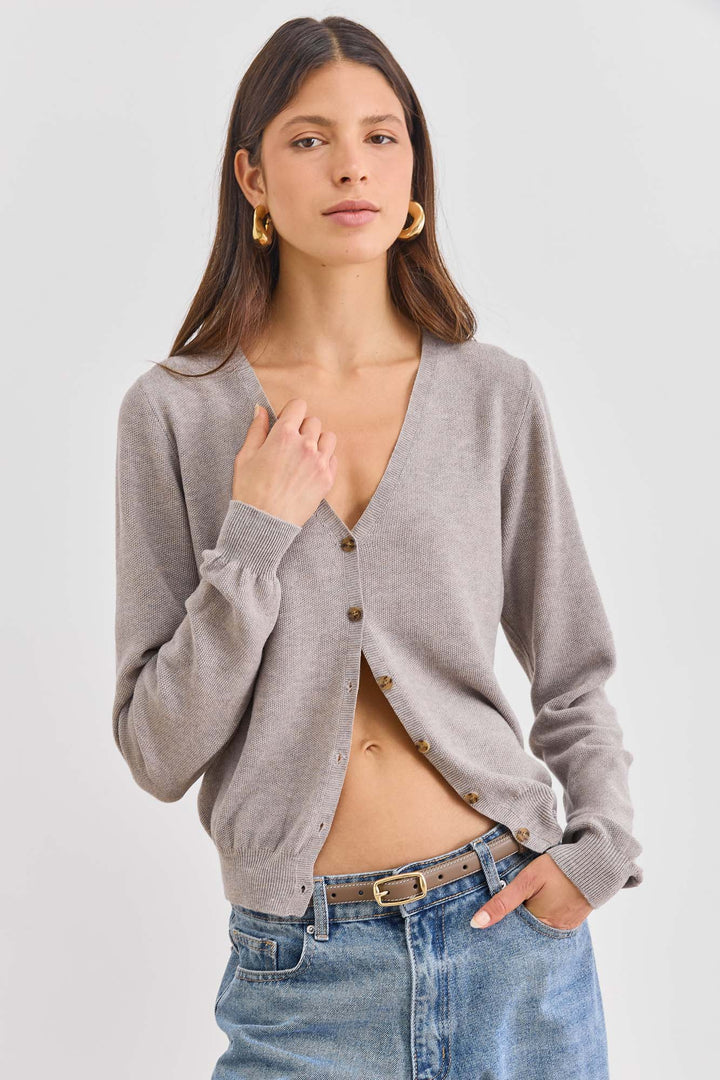 קרדיגן ג'ניפר סריג טקסטורה | מוקה
