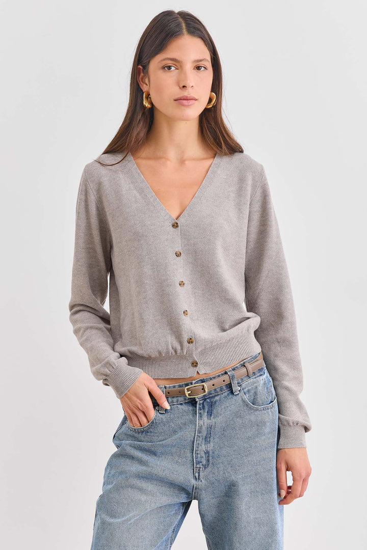 קרדיגן ג'ניפר סריג טקסטורה | מוקה