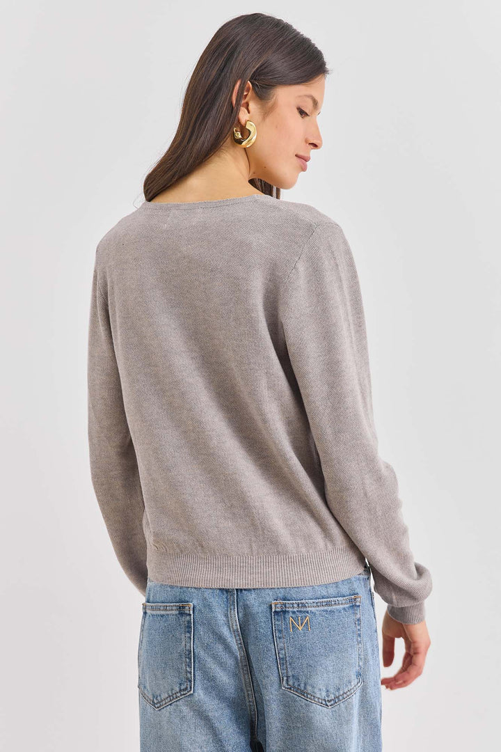 קרדיגן ג'ניפר סריג טקסטורה | מוקה