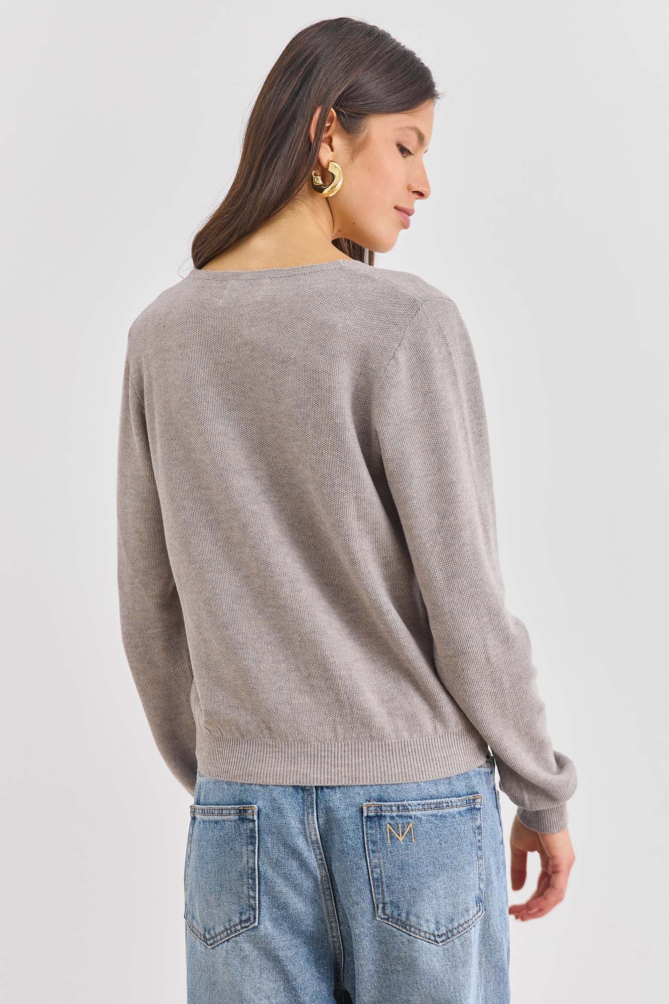 קרדיגן ג'ניפר סריג טקסטורה | מוקה