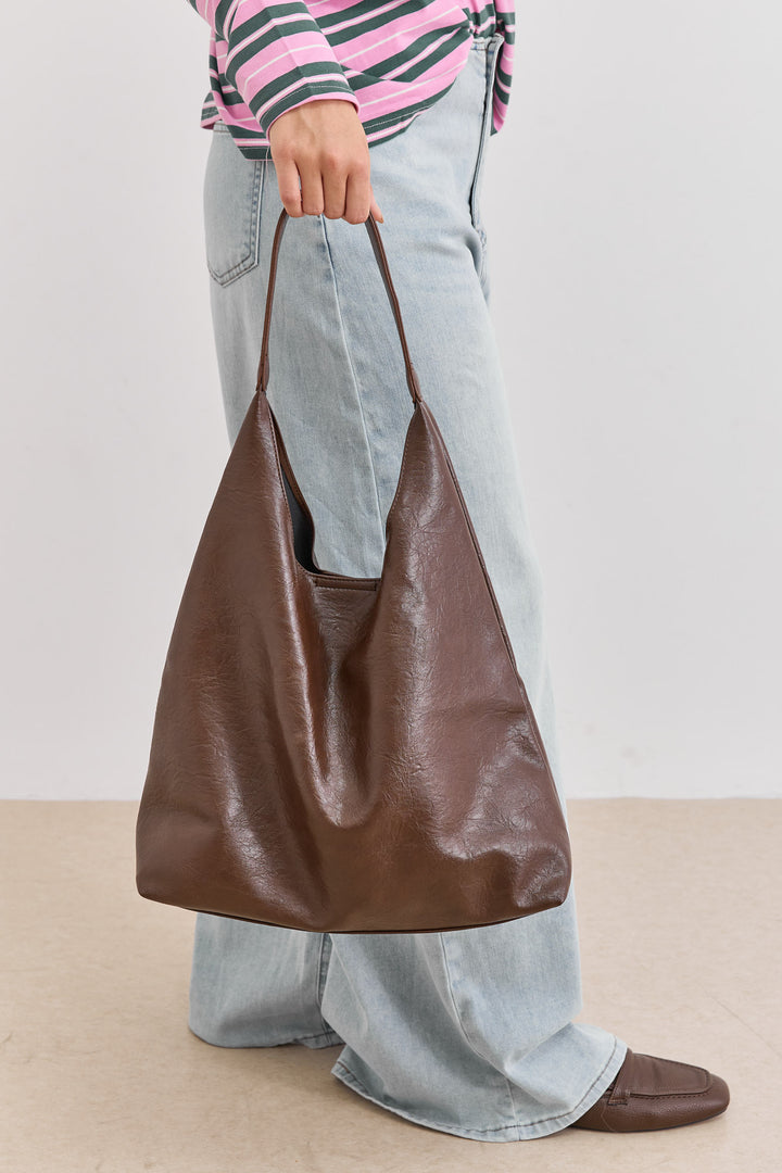 תיק צד ווקר דמוי עור | חום כהה