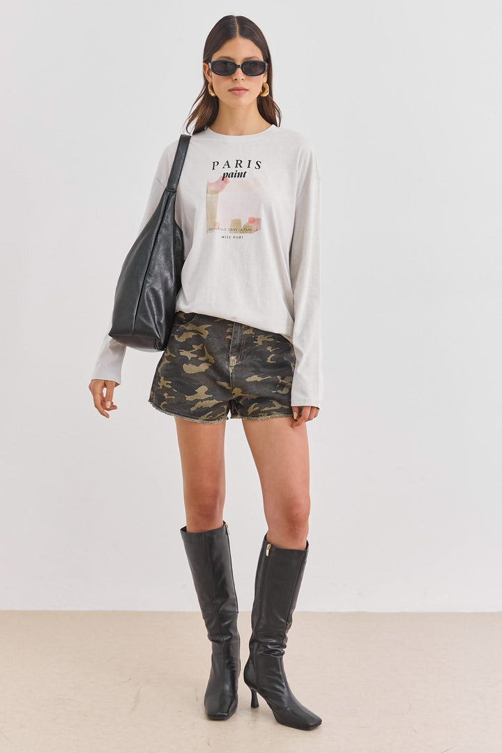 חולצת פאריס שרוול ארוך | אבן